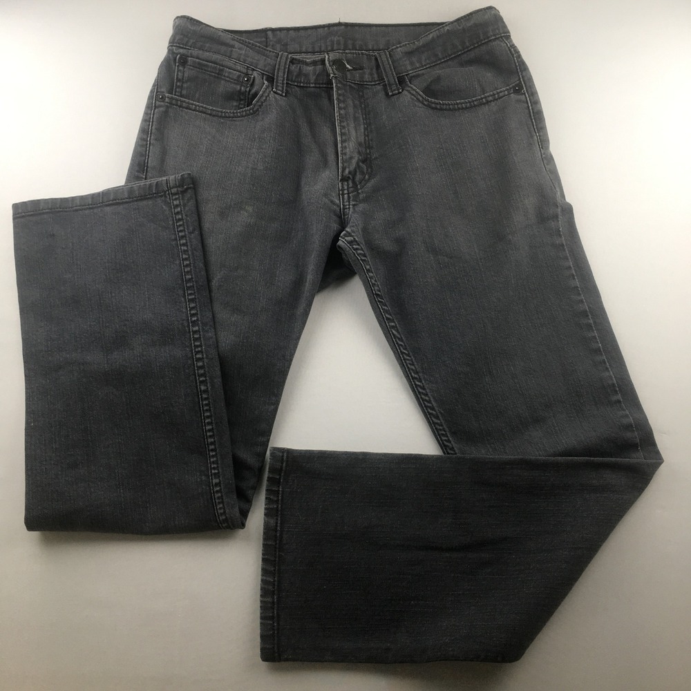 Levi's 514 Straight Fit Jeans Mens 33x32 Gray Denim Cotton Stretch 00514-0435